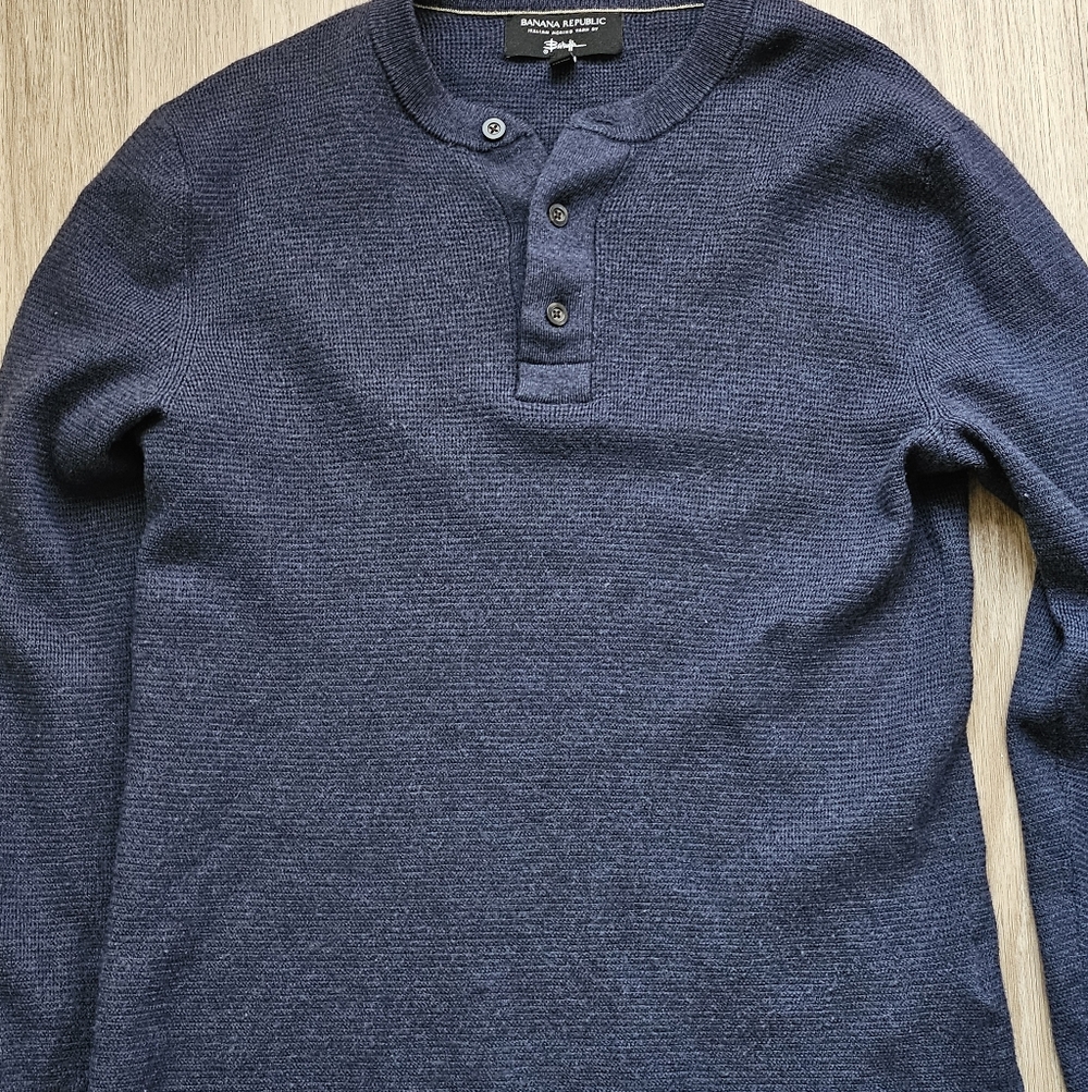 Banana Republic Merino Wool Henley - Navy